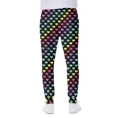 Rainbow Heart Pattern Print Scuba Joggers
