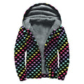 Rainbow Heart Pattern Print Sherpa Lined Zip Up Hoodie