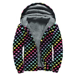 Rainbow Heart Pattern Print Sherpa Lined Zip Up Hoodie