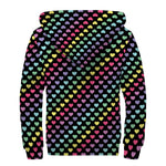 Rainbow Heart Pattern Print Sherpa Lined Zip Up Hoodie
