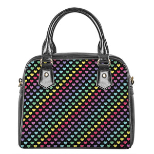 Rainbow Heart Pattern Print Shoulder Handbag