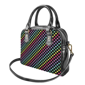 Rainbow Heart Pattern Print Shoulder Handbag