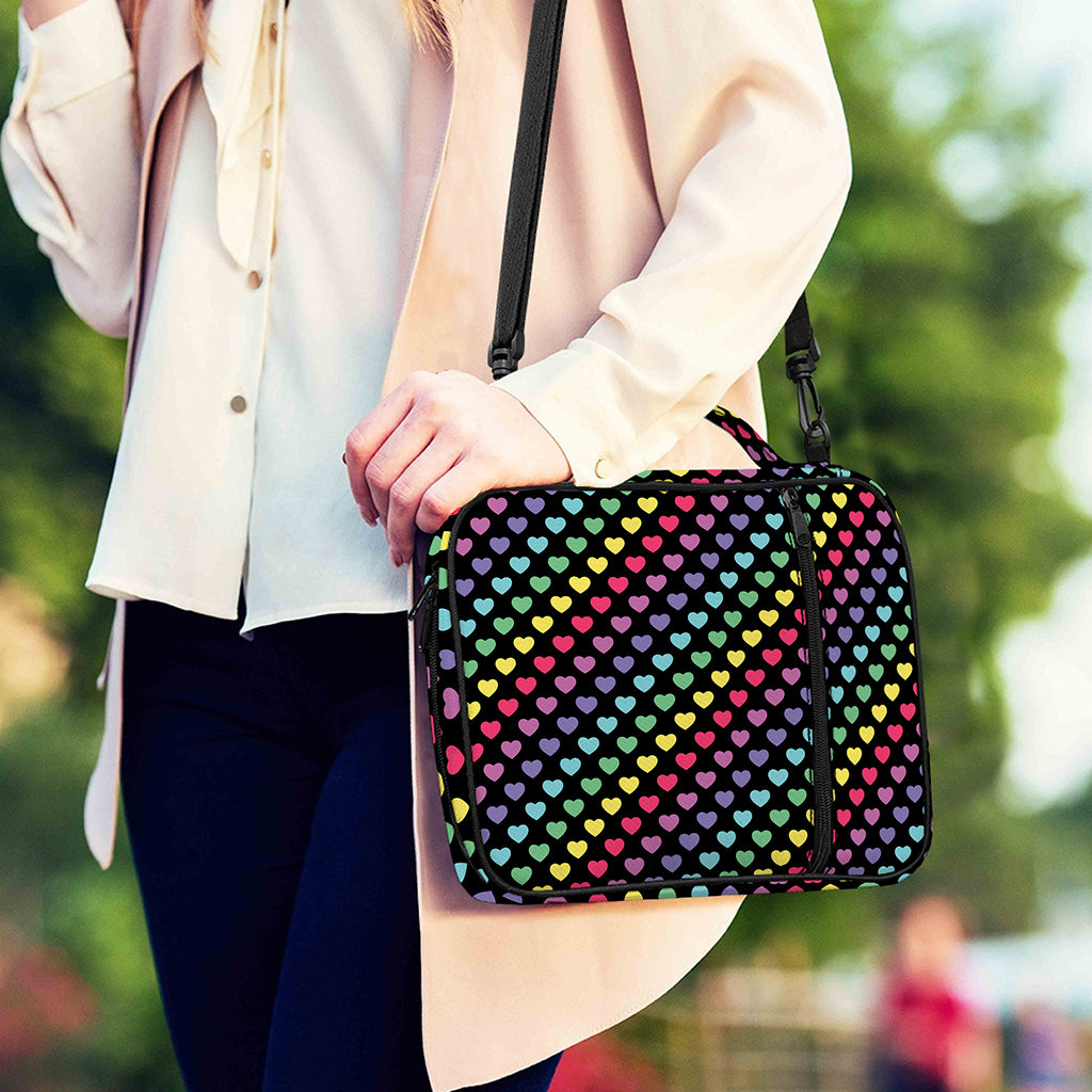 Rainbow Heart Pattern Print Shoulder Strap Bible Bag