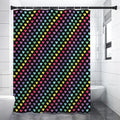 Rainbow Heart Pattern Print Shower Curtain