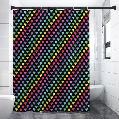 Rainbow Heart Pattern Print Shower Curtain