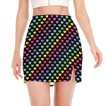 Rainbow Heart Pattern Print Side Slit Mini Skirt