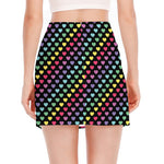 Rainbow Heart Pattern Print Side Slit Mini Skirt