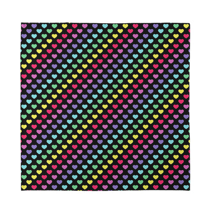Rainbow Heart Pattern Print Silk Bandana