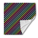 Rainbow Heart Pattern Print Silk Bandana