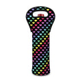 Rainbow Heart Pattern Print Single Neoprene Wine Tote