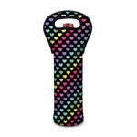 Rainbow Heart Pattern Print Single Neoprene Wine Tote