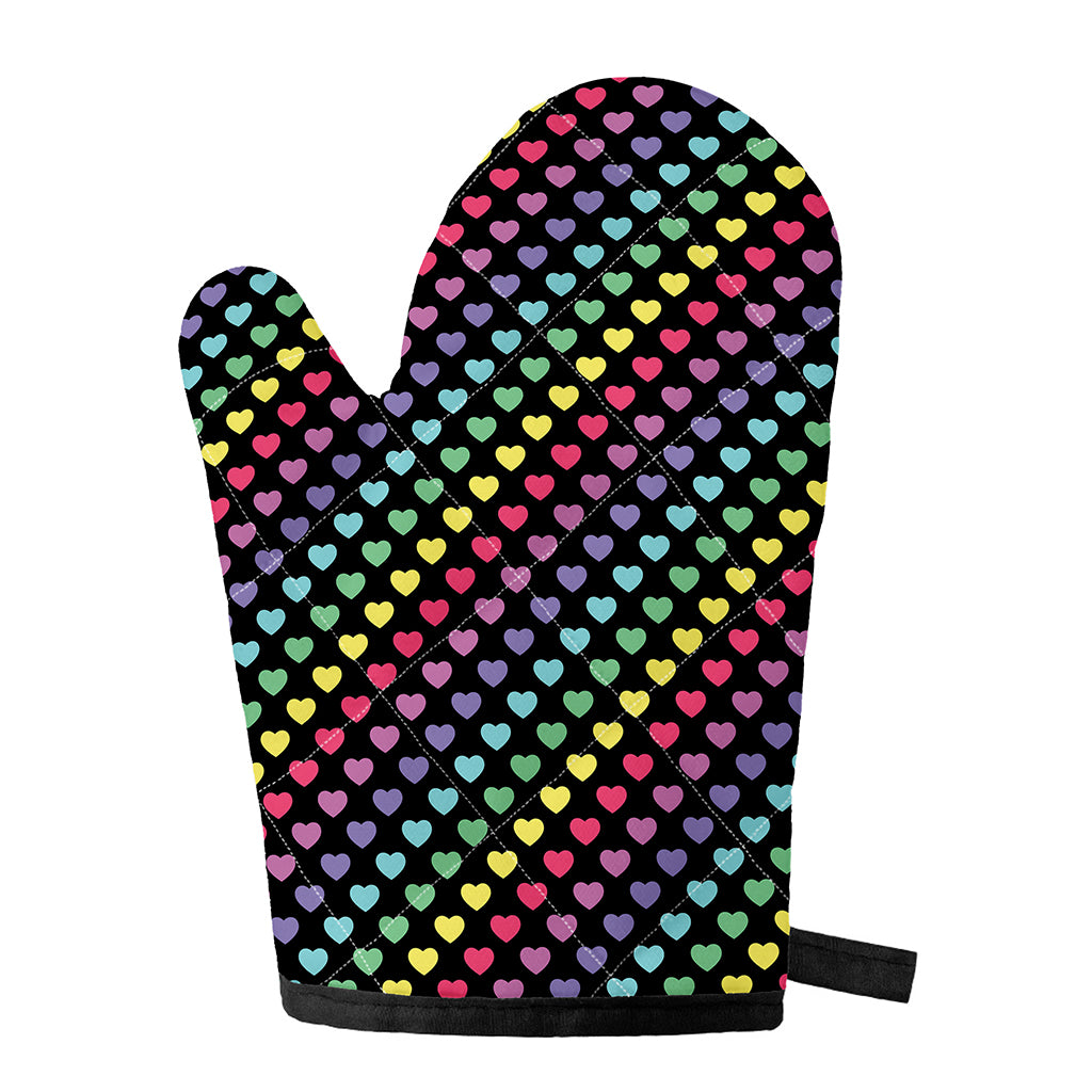 Rainbow Heart Pattern Print Single Oven Mitt