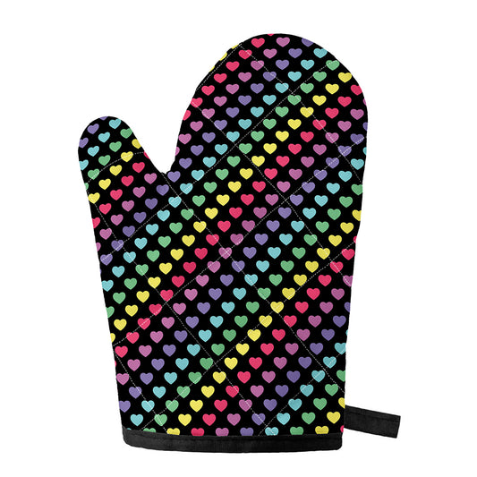 Rainbow Heart Pattern Print Single Oven Mitt