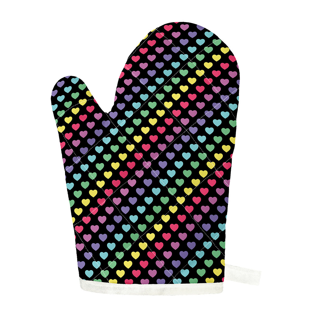 Rainbow Heart Pattern Print Single Oven Mitt