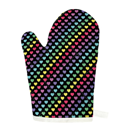 Rainbow Heart Pattern Print Single Oven Mitt