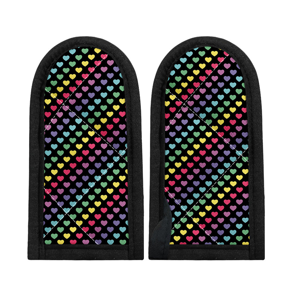 Rainbow Heart Pattern Print Skillet Handle Cover