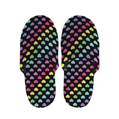 Rainbow Heart Pattern Print Slippers