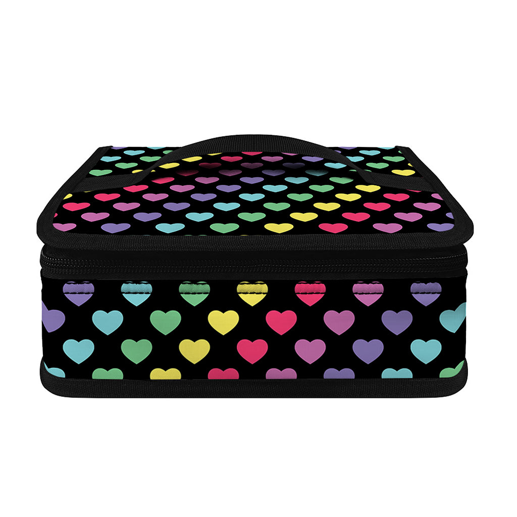Rainbow Heart Pattern Print Small Lunch Bag