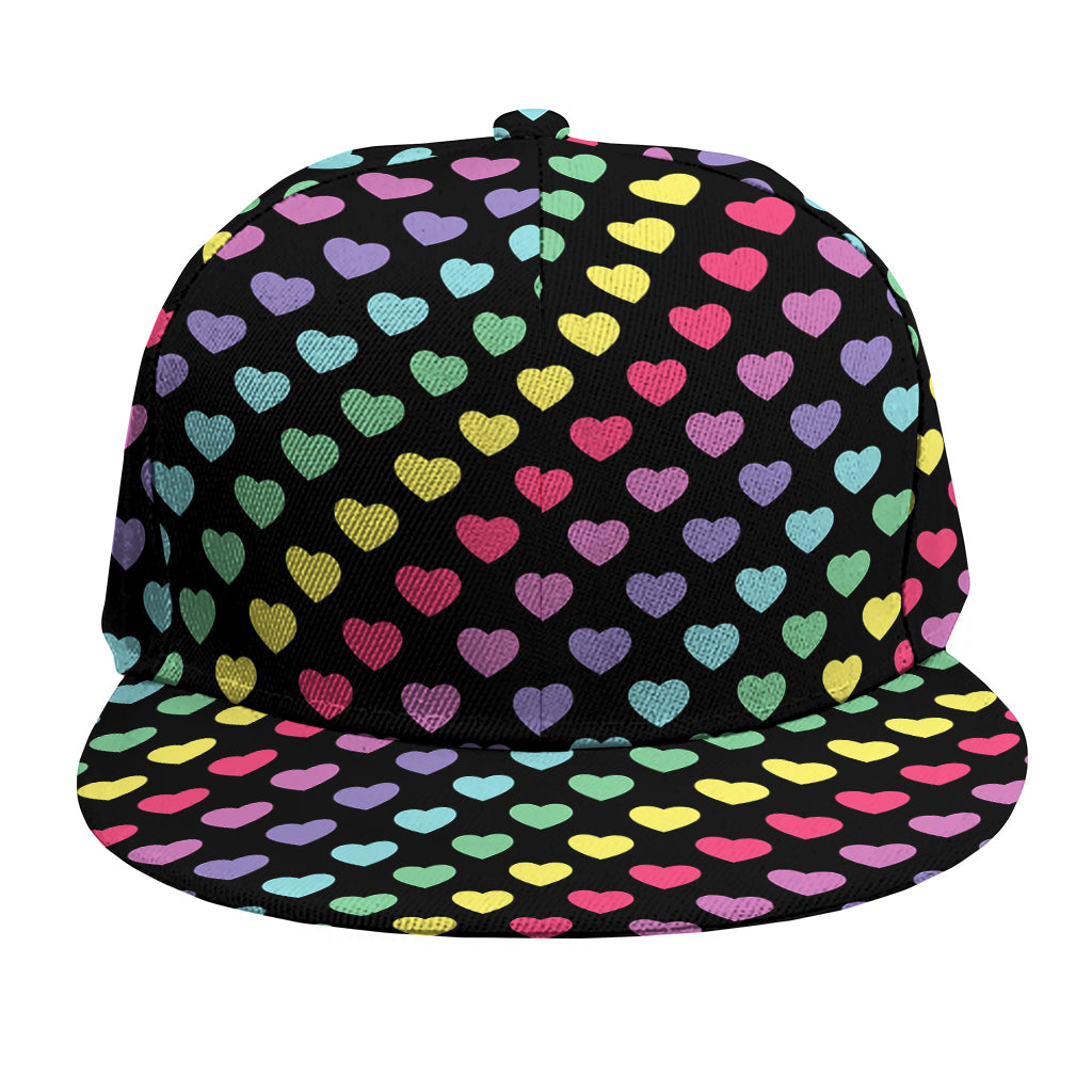 Rainbow Heart Pattern Print Snapback Cap