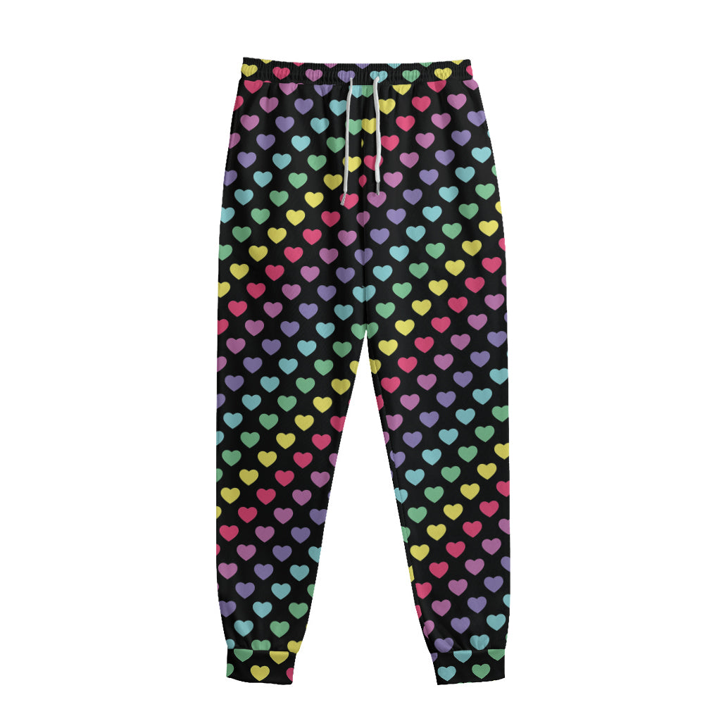 Rainbow Heart Pattern Print Sweatpants