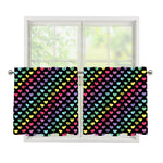 Rainbow Heart Pattern Print Tier Curtains