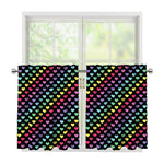 Rainbow Heart Pattern Print Tier Curtains