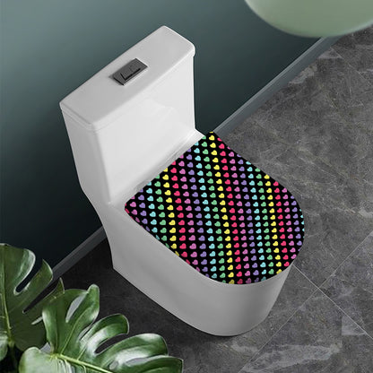 Rainbow Heart Pattern Print Toilet Lid Cover