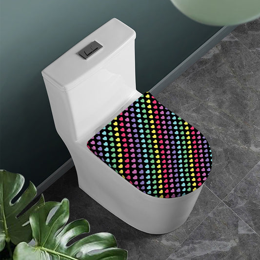 Rainbow Heart Pattern Print Toilet Lid Cover