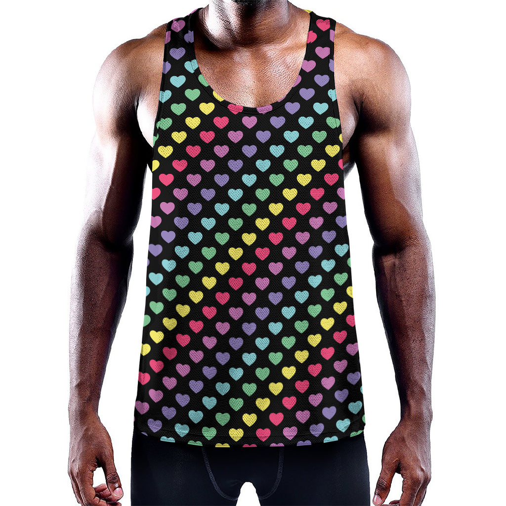 Rainbow Heart Pattern Print Training Tank Top