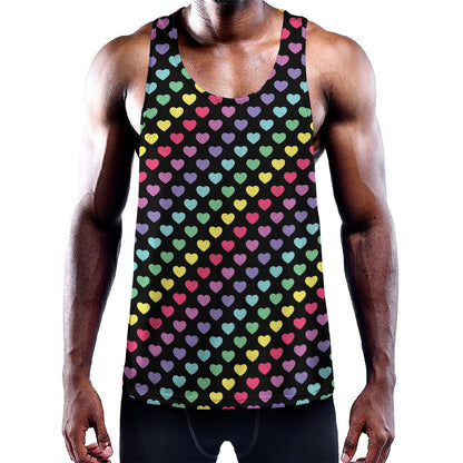 Rainbow Heart Pattern Print Training Tank Top