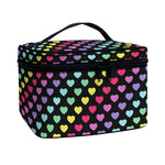 Rainbow Heart Pattern Print Travel Makeup Bag