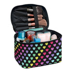 Rainbow Heart Pattern Print Travel Makeup Bag