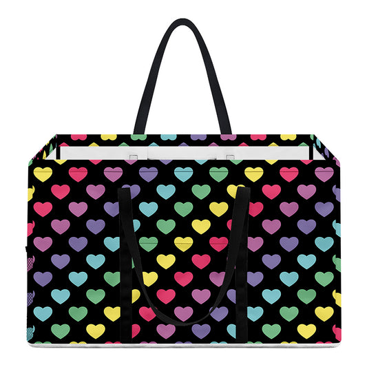 Rainbow Heart Pattern Print Utility Tote Bag