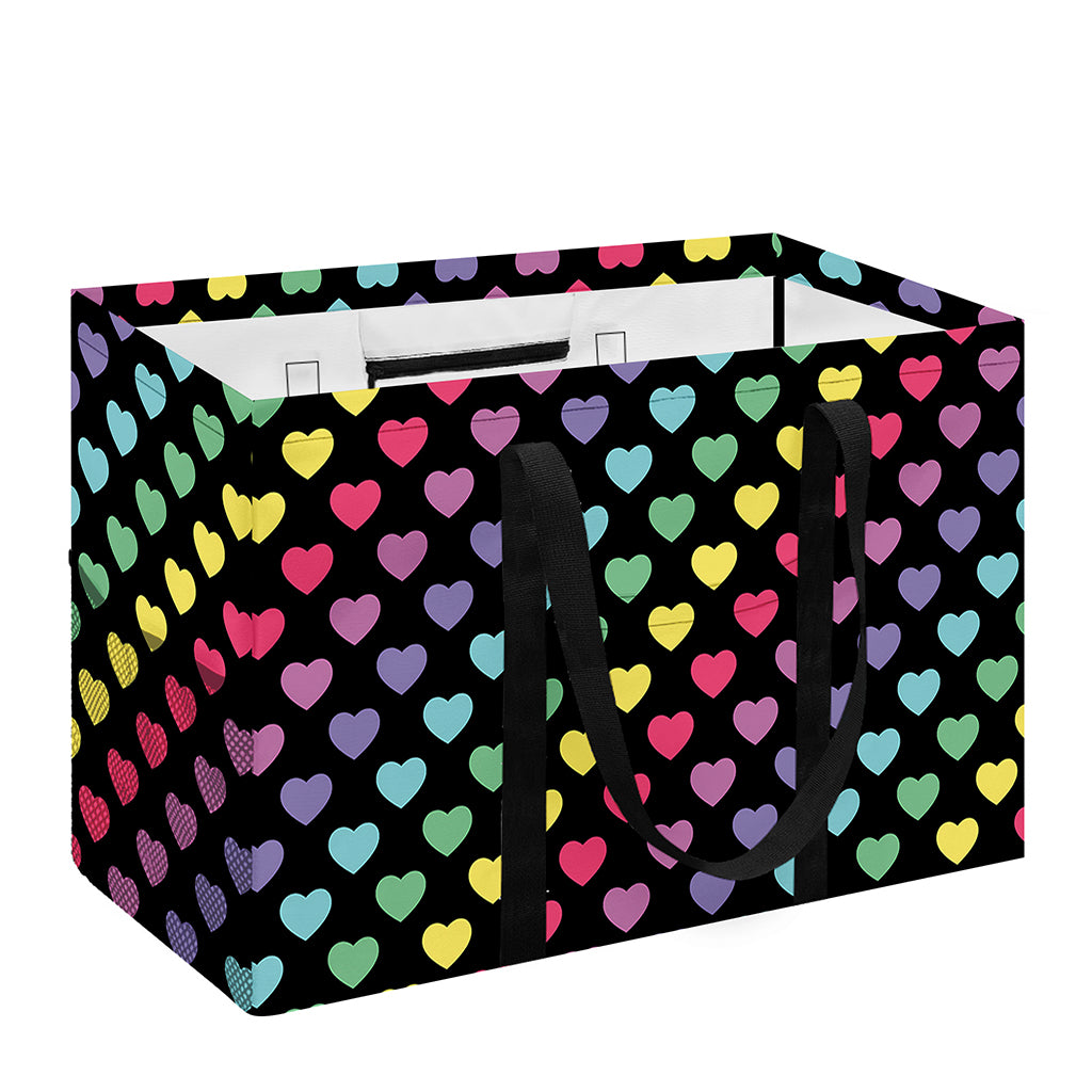 Rainbow Heart Pattern Print Utility Tote Bag