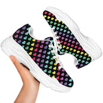 Rainbow Heart Pattern Print White Chunky Shoes