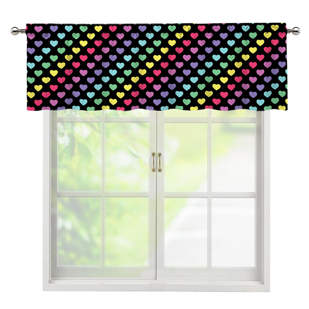 Rainbow Heart Pattern Print Window Valance