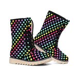 Rainbow Heart Pattern Print Winter Boots