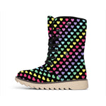 Rainbow Heart Pattern Print Winter Boots