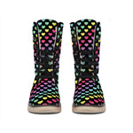 Rainbow Heart Pattern Print Winter Boots