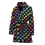 Rainbow Heart Pattern Print Women's Bathrobe