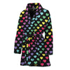 Rainbow Heart Pattern Print Women's Bathrobe