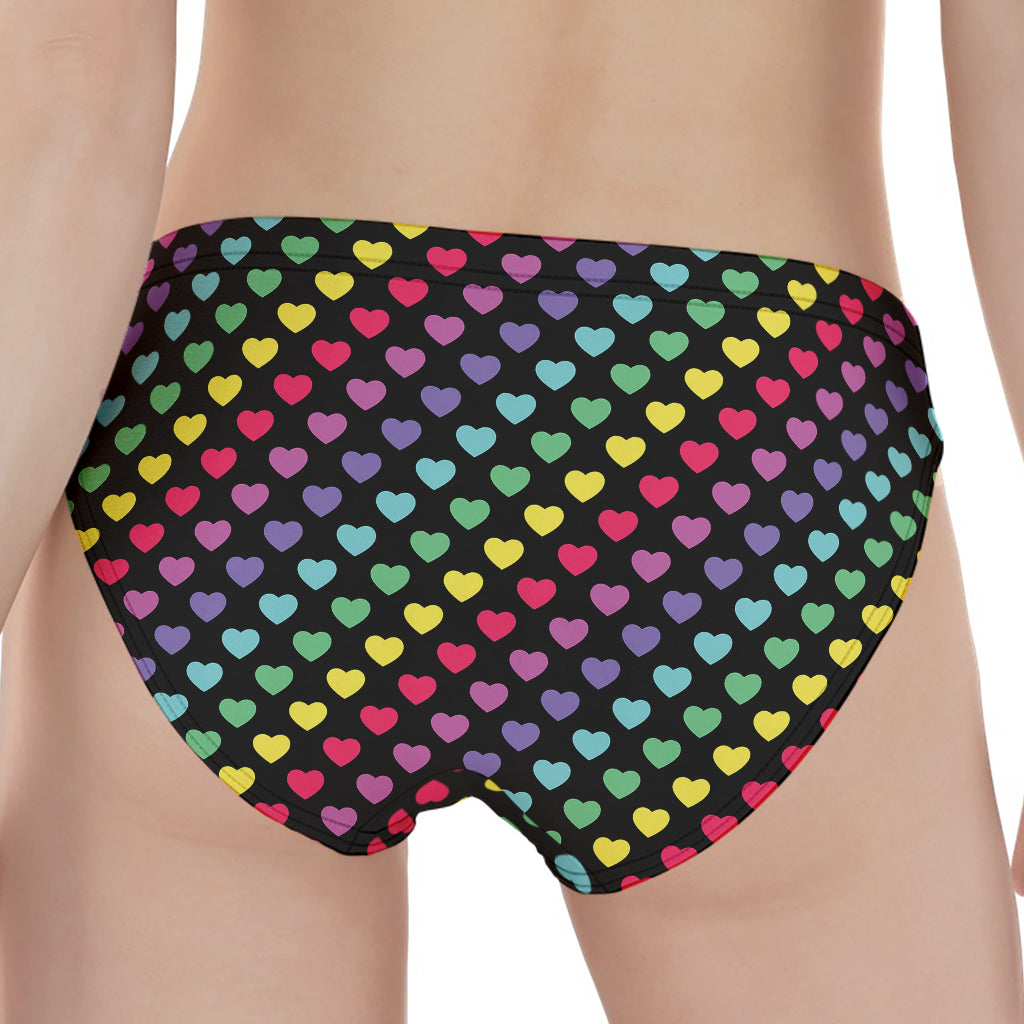 Rainbow Heart Pattern Print Women's Panties