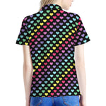 Rainbow Heart Pattern Print Women's Polo Shirt