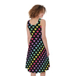 Rainbow Heart Pattern Print Women's Sleeveless Dress