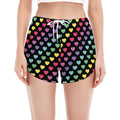 Rainbow Heart Pattern Print Women's Split Running Shorts