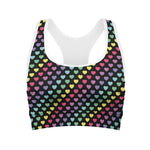 Rainbow Heart Pattern Print Women's Sports Bra