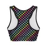 Rainbow Heart Pattern Print Women's Sports Bra