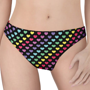 Rainbow Heart Pattern Print Women's Thong