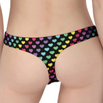 Rainbow Heart Pattern Print Women's Thong