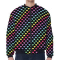 Rainbow Heart Pattern Print Zip Sleeve Bomber Jacket